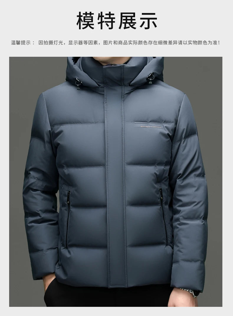 Real 85% Goose Down Jacket Men 2025 Winter Warm Puffer Coat Luxury Hood Thermal Outdoor Jacket Goose Down Parkas Zipper Clothes