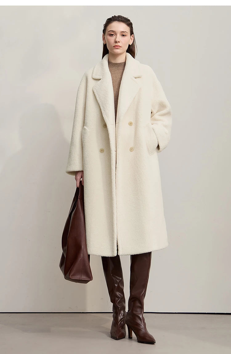 Amii 2025 Winter Minimalist Double-Breasted Women's Fur Coat – Loose, Warm & Elegant Long Jacket