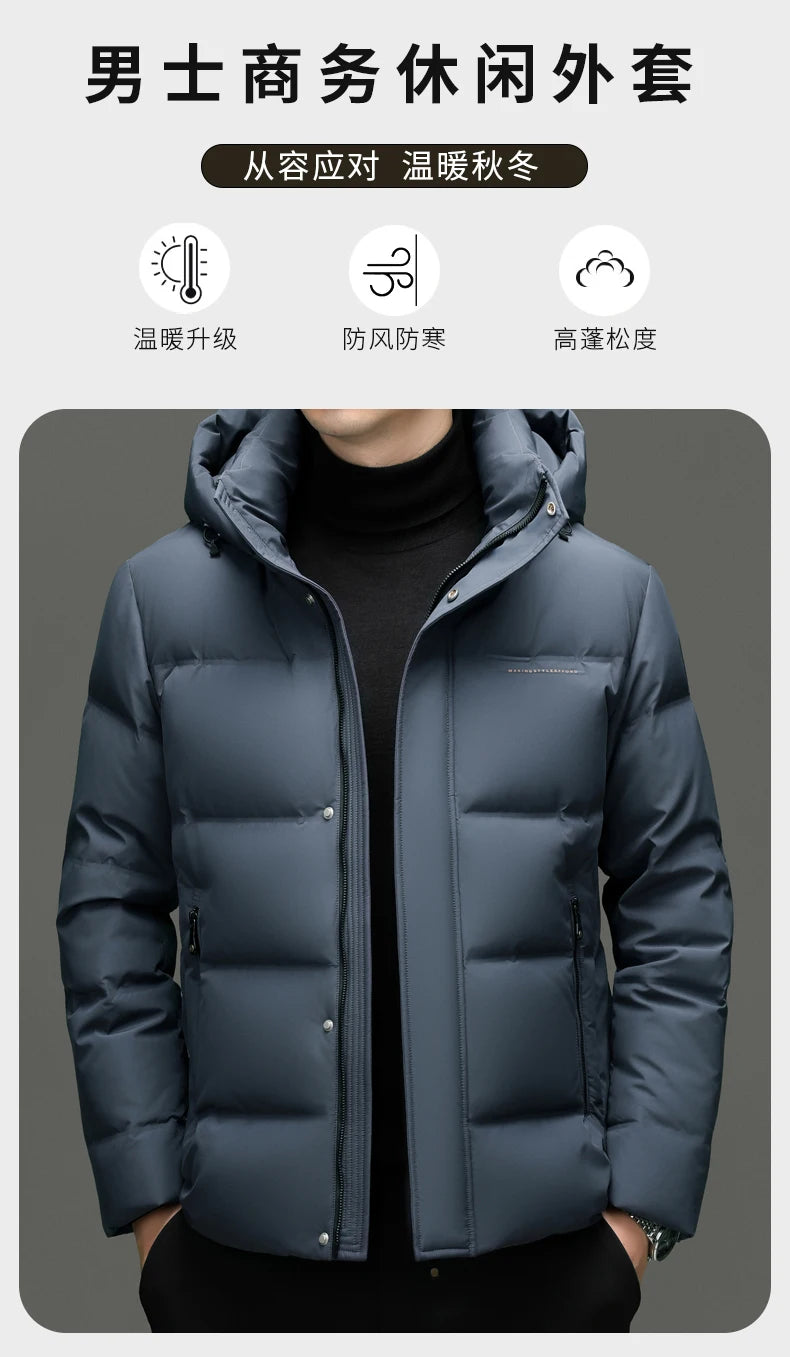 Real 85% Goose Down Jacket Men 2025 Winter Warm Puffer Coat Luxury Hood Thermal Outdoor Jacket Goose Down Parkas Zipper Clothes