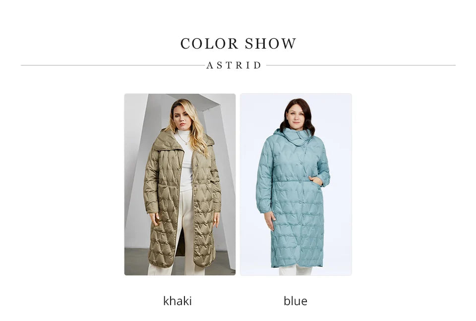 Astrid 2023 Plus Size Women's Winter Parka – Thick Bio Down Hooded Quilted Coat