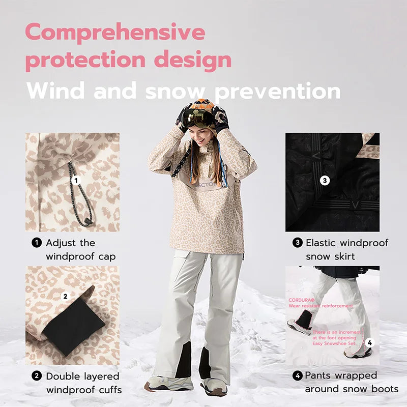 VECTOR Brand Adult Ski Wear Women Man Hooded Sweater Trend Ski Wear Thickened Warmth and Waterproof Equipment Jacket Women