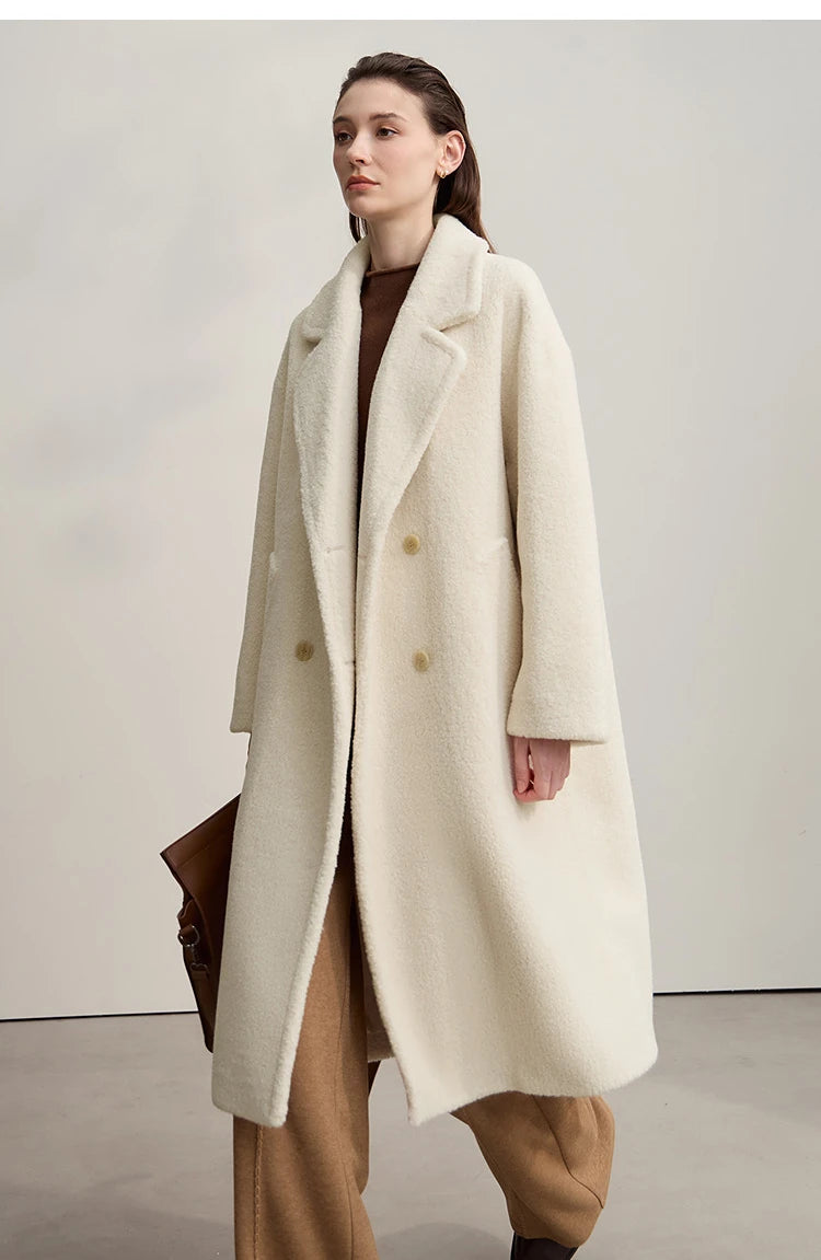 Amii 2025 Winter Minimalist Double-Breasted Women's Fur Coat – Loose, Warm & Elegant Long Jacket