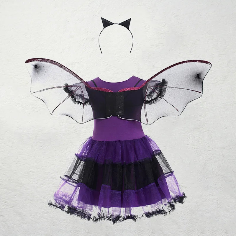 6 Styles Girls Halloween Witch Costume Kids Cosplay Bat Ghost Bride Little Red Riding Hood Dress Kids Carnival Party Clothes