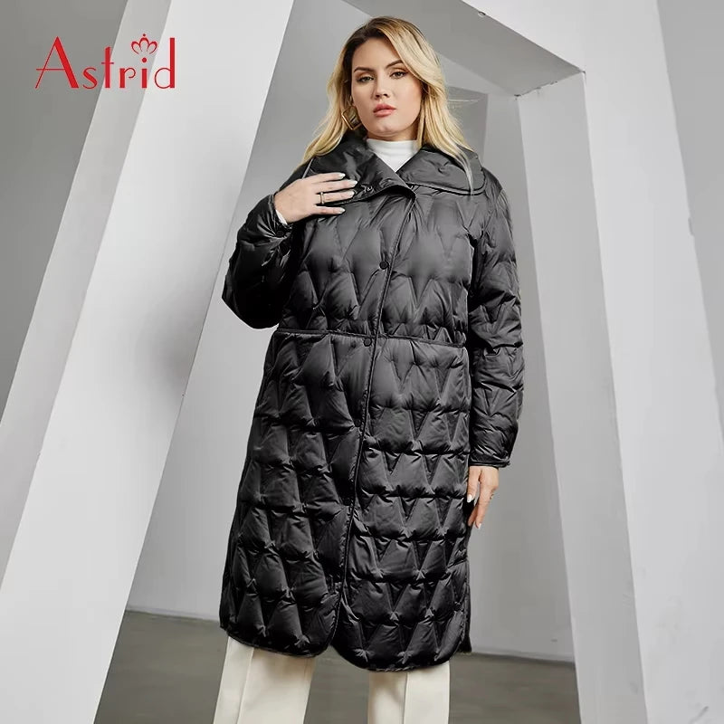 Astrid 2023 Plus Size Women's Winter Parka – Thick Bio Down Hooded Quilted Coat