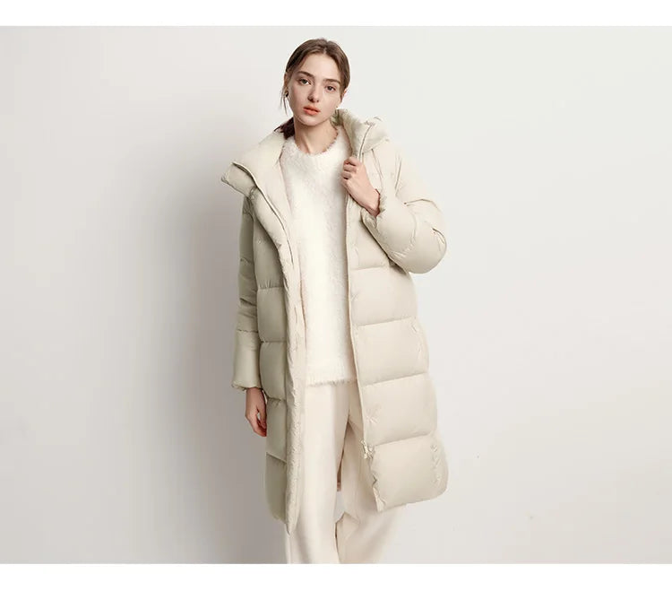 Semir Down Jacket Women Winter Long 90% Duck Down Waterproof Oil-proof Stain-proof 2025 New Solid Hooded winter woman clothes